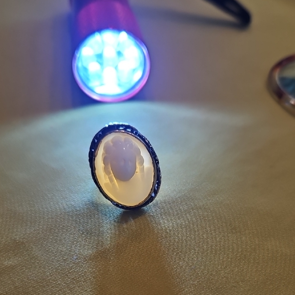 Antique Cameo Ring Set In 18K Gold Setting and Band